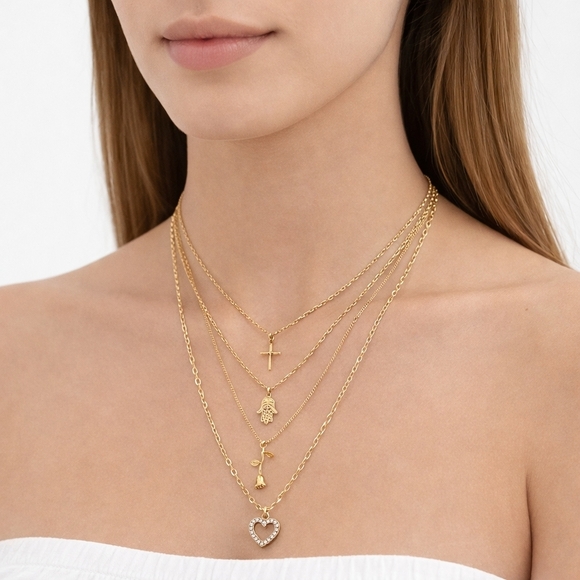 Jewelry - Chic Gold Plated Layered Charm Necklace | Trendy Fashion Jewelry | OS